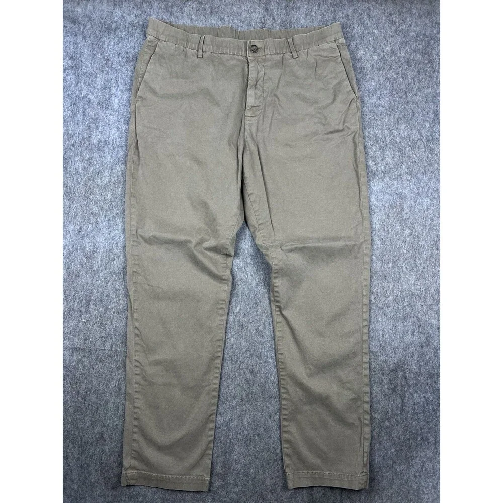 BearBottom Men's Chino Pants Elastic Stretch Waist Straight Leg Khaki Size XL